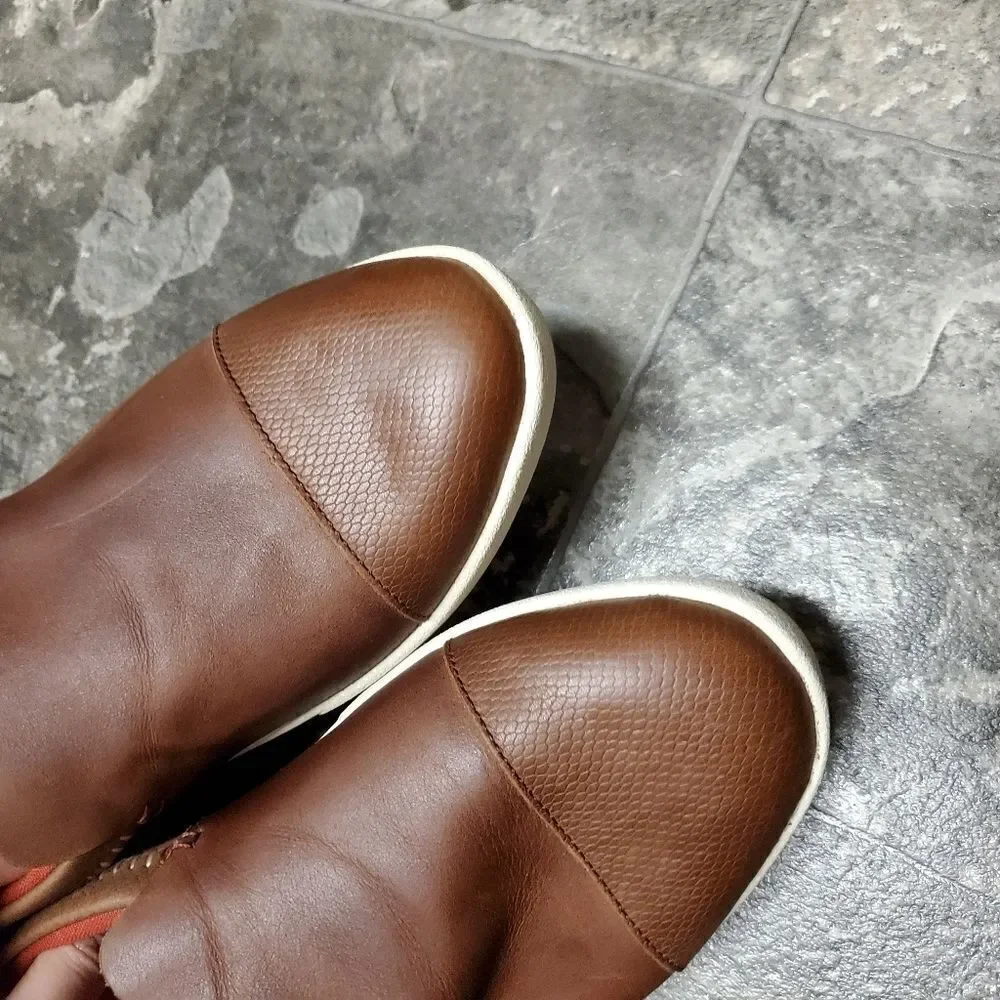 Olukai Women's Alohi‎ Brown Leather Casual Comfort Sneaker Slip-on Shoes 11